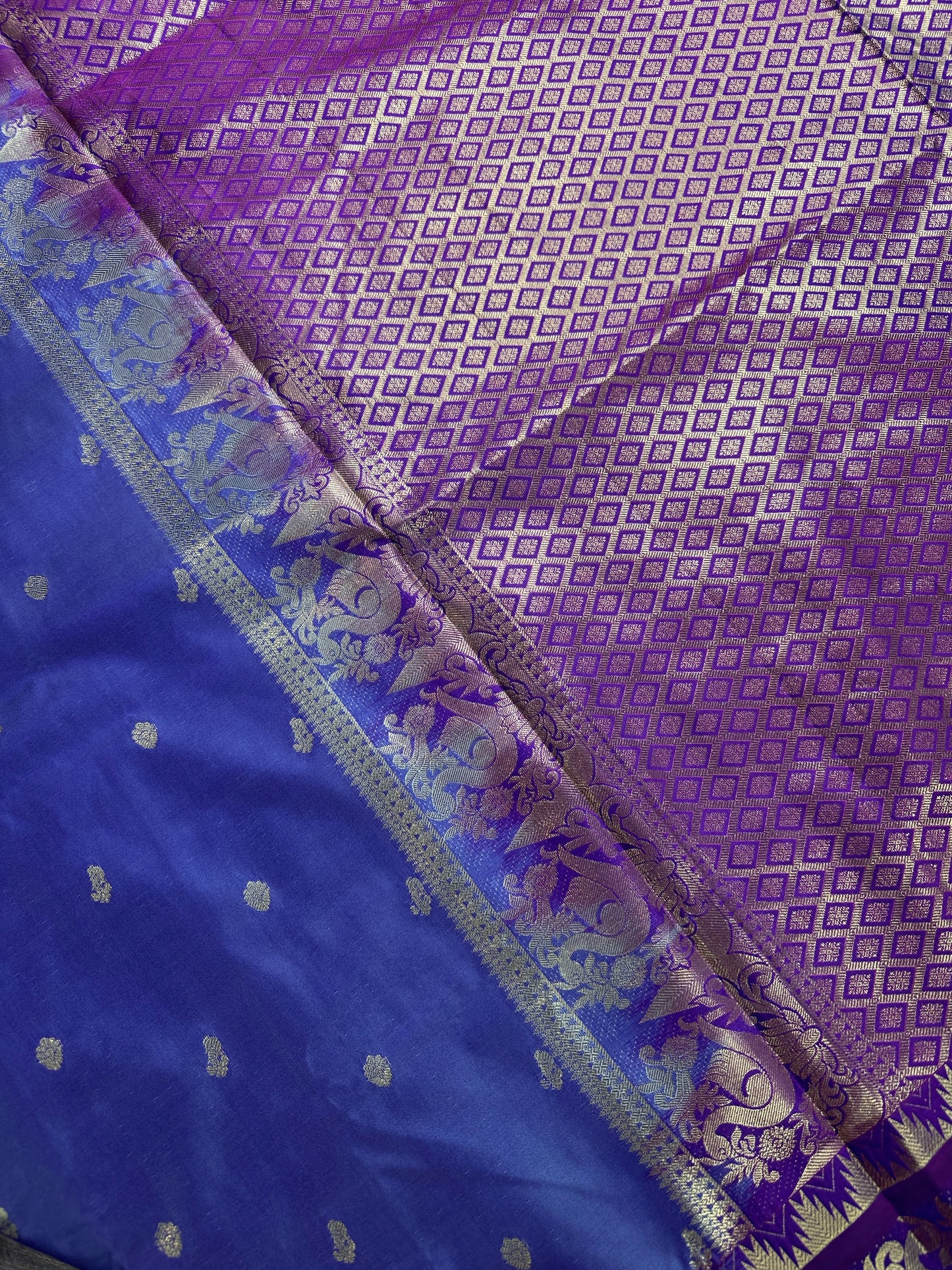 Semi Gadwal Silk Palki Border  Silk Saree