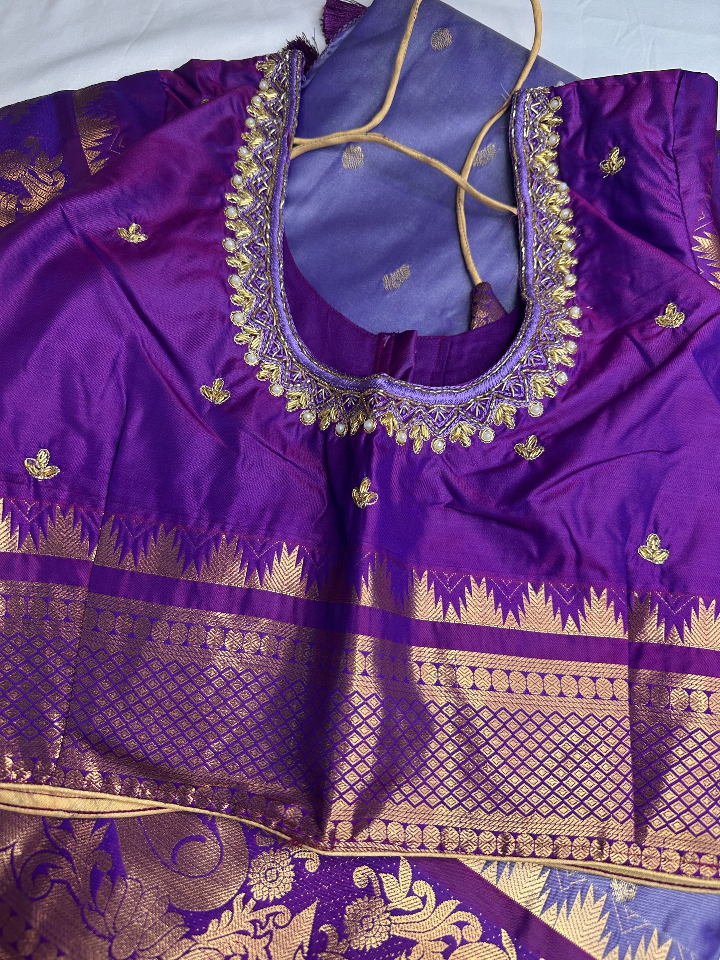 Semi Gadwal Silk Palki Border  Silk Saree
