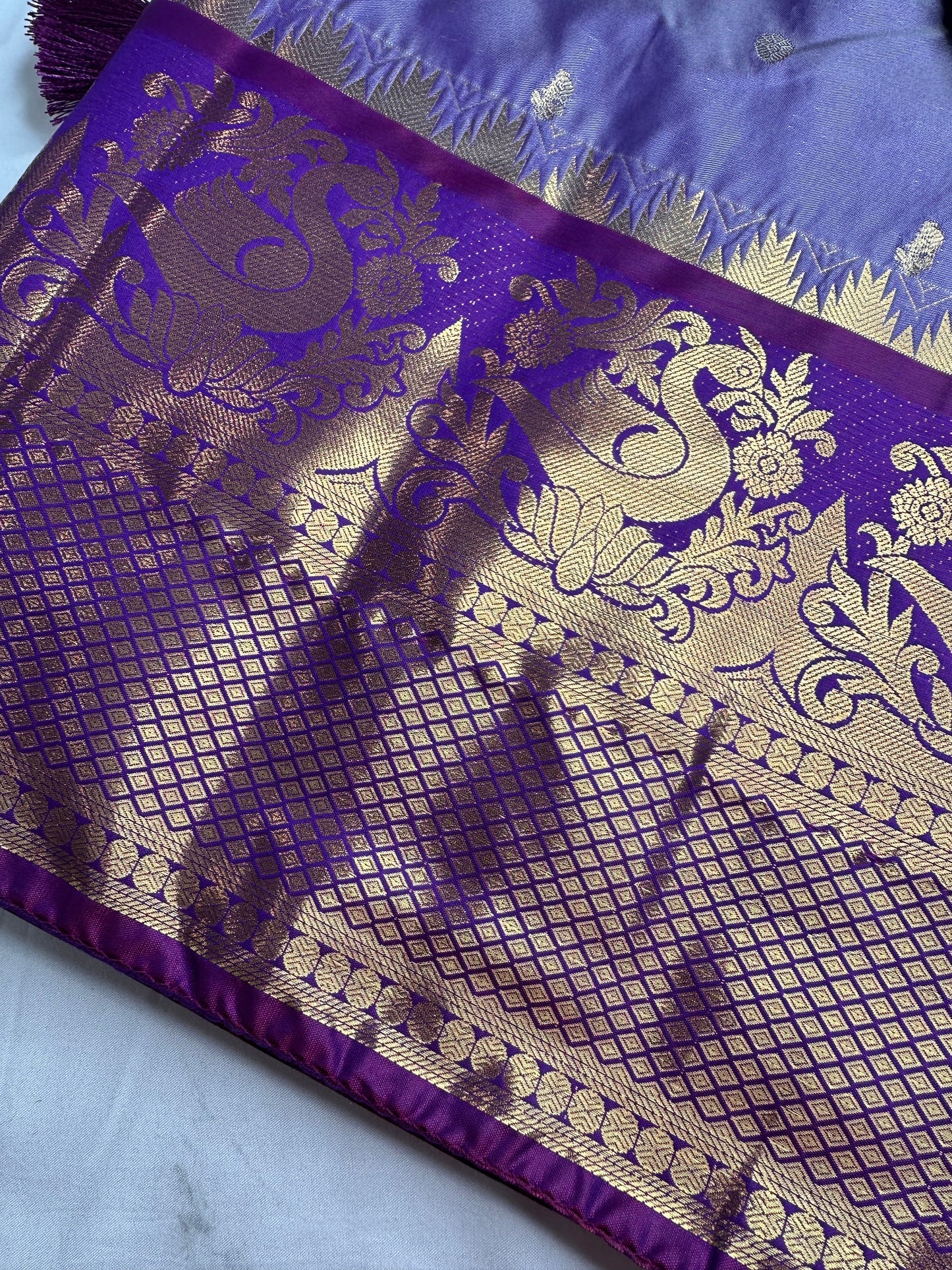 Semi Gadwal Silk Palki Border  Silk Saree