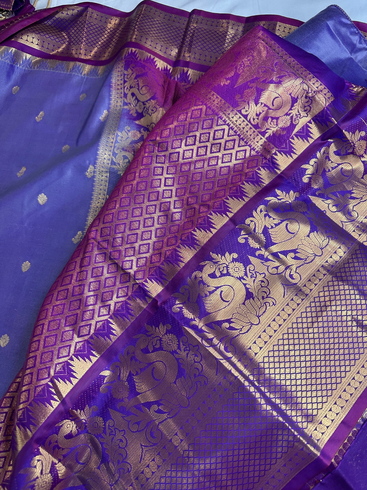 Semi Gadwal Silk Palki Border  Silk Saree