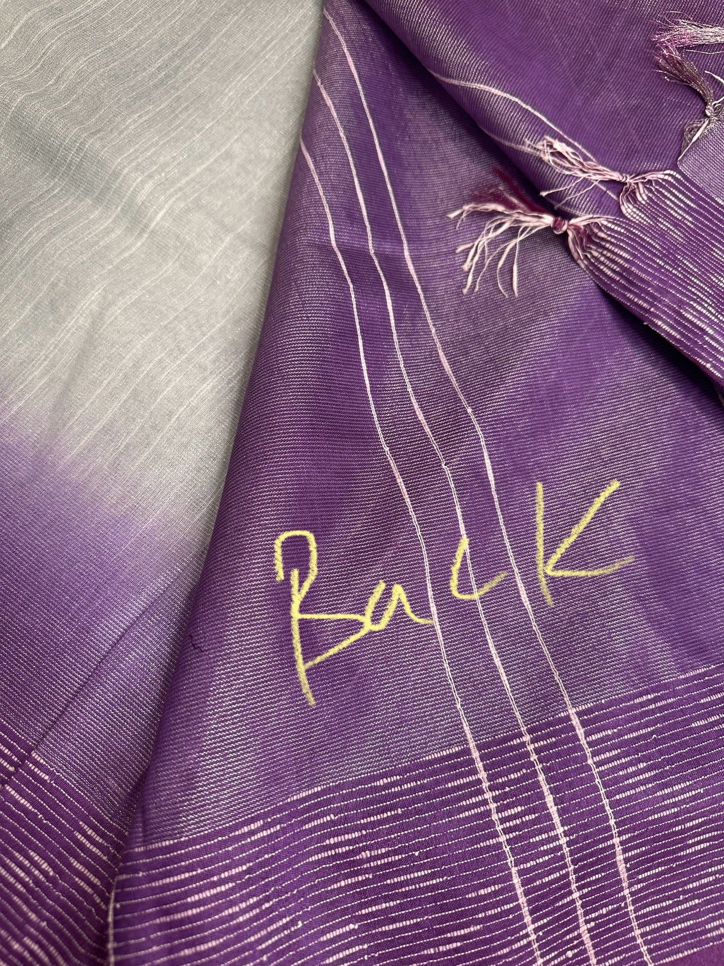 Bhagalpuri Silk Grey Purple Embroidery Saree