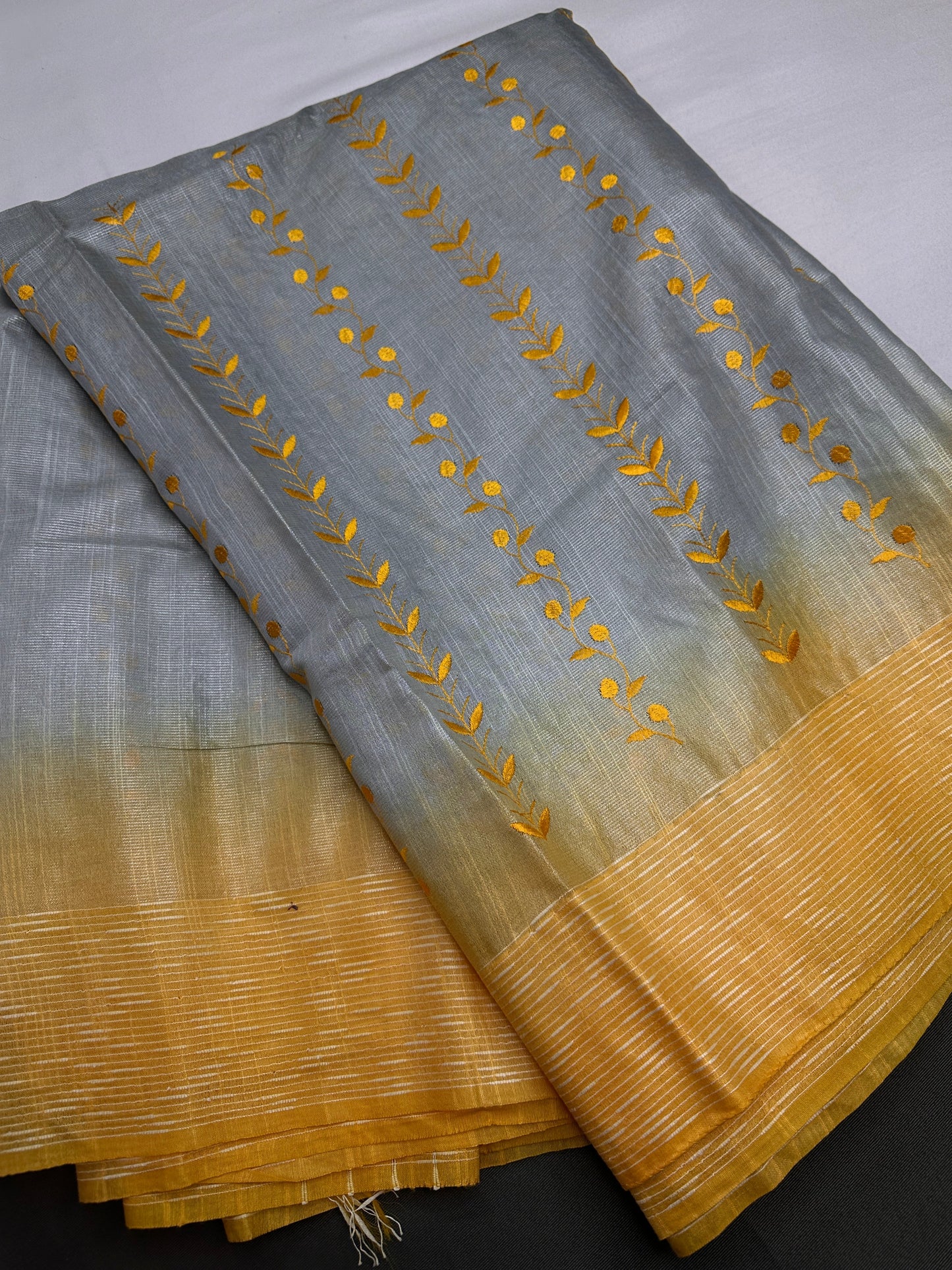 Bhagalpuri  Yellow Cotton Silk Saree