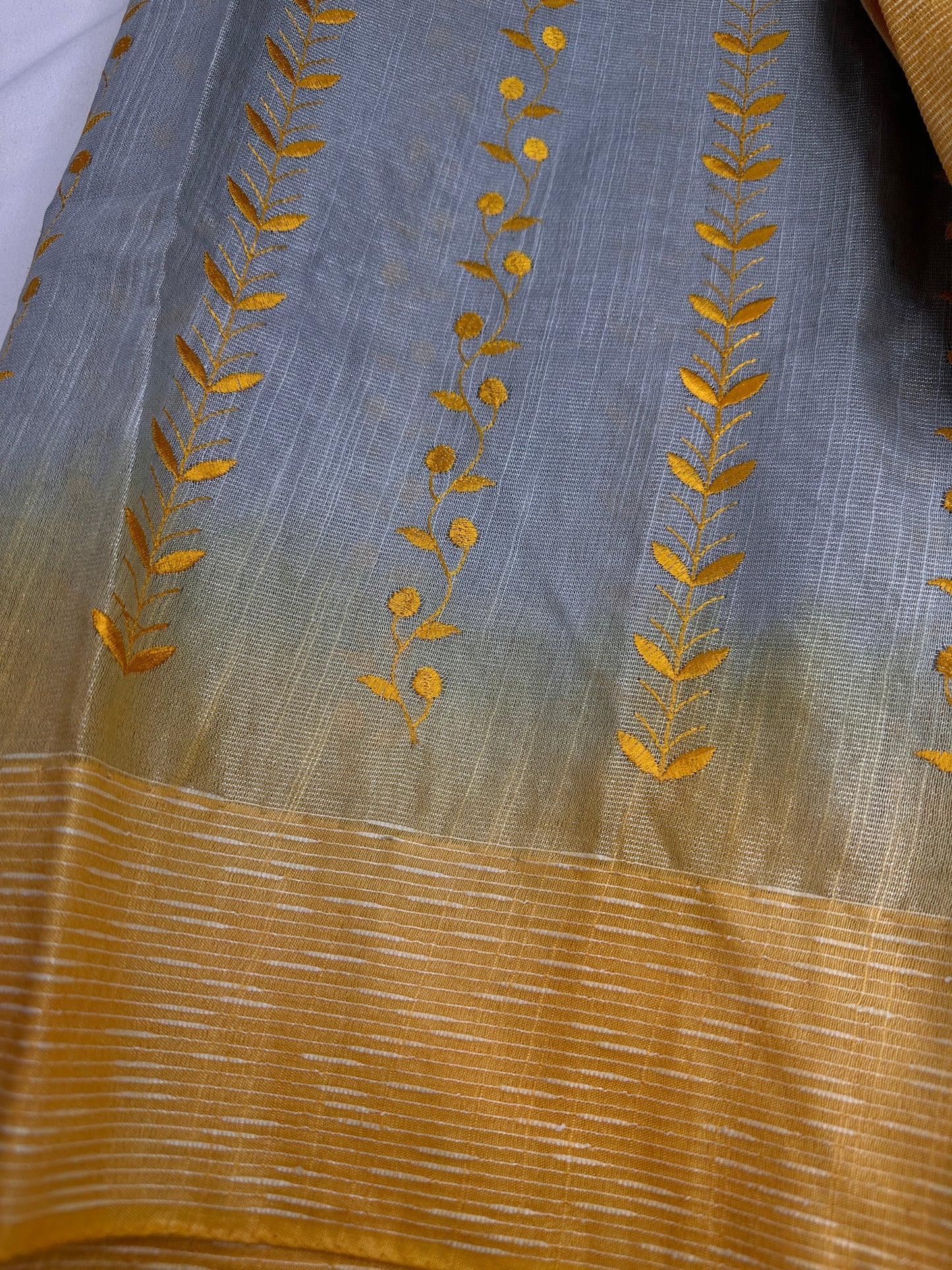 Bhagalpuri  Yellow Cotton Silk Saree