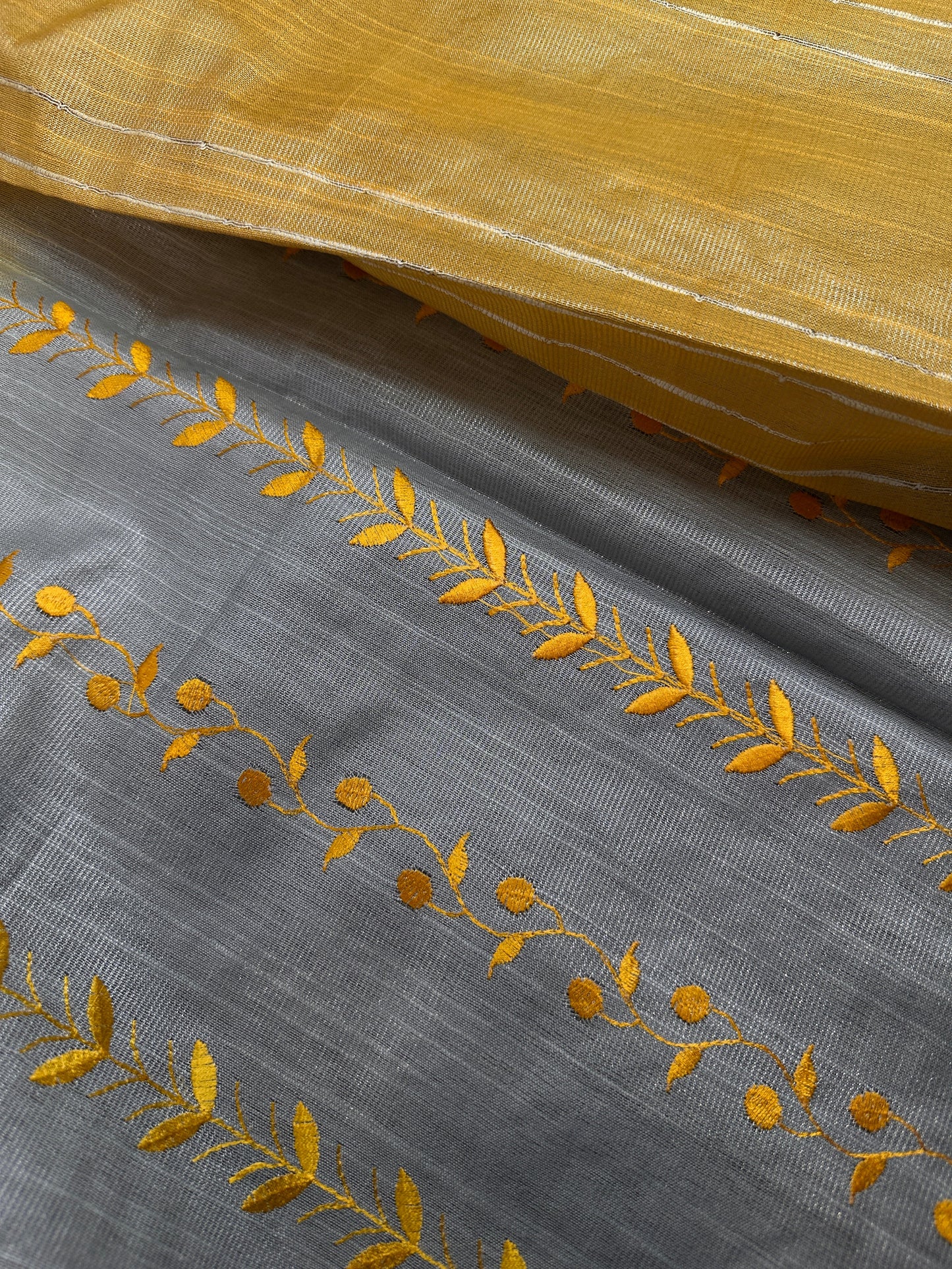 Bhagalpuri  Yellow Cotton Silk Saree