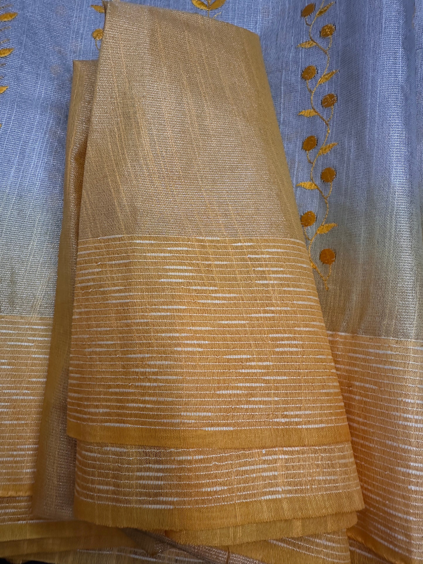 Bhagalpuri  Yellow Cotton Silk Saree