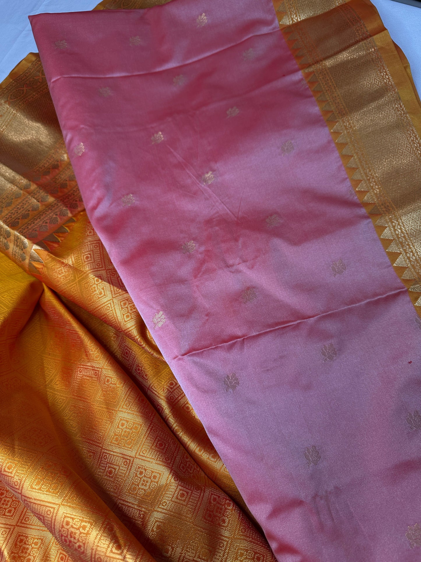 Semi Gadwal Silk Palki Border  Silk Saree