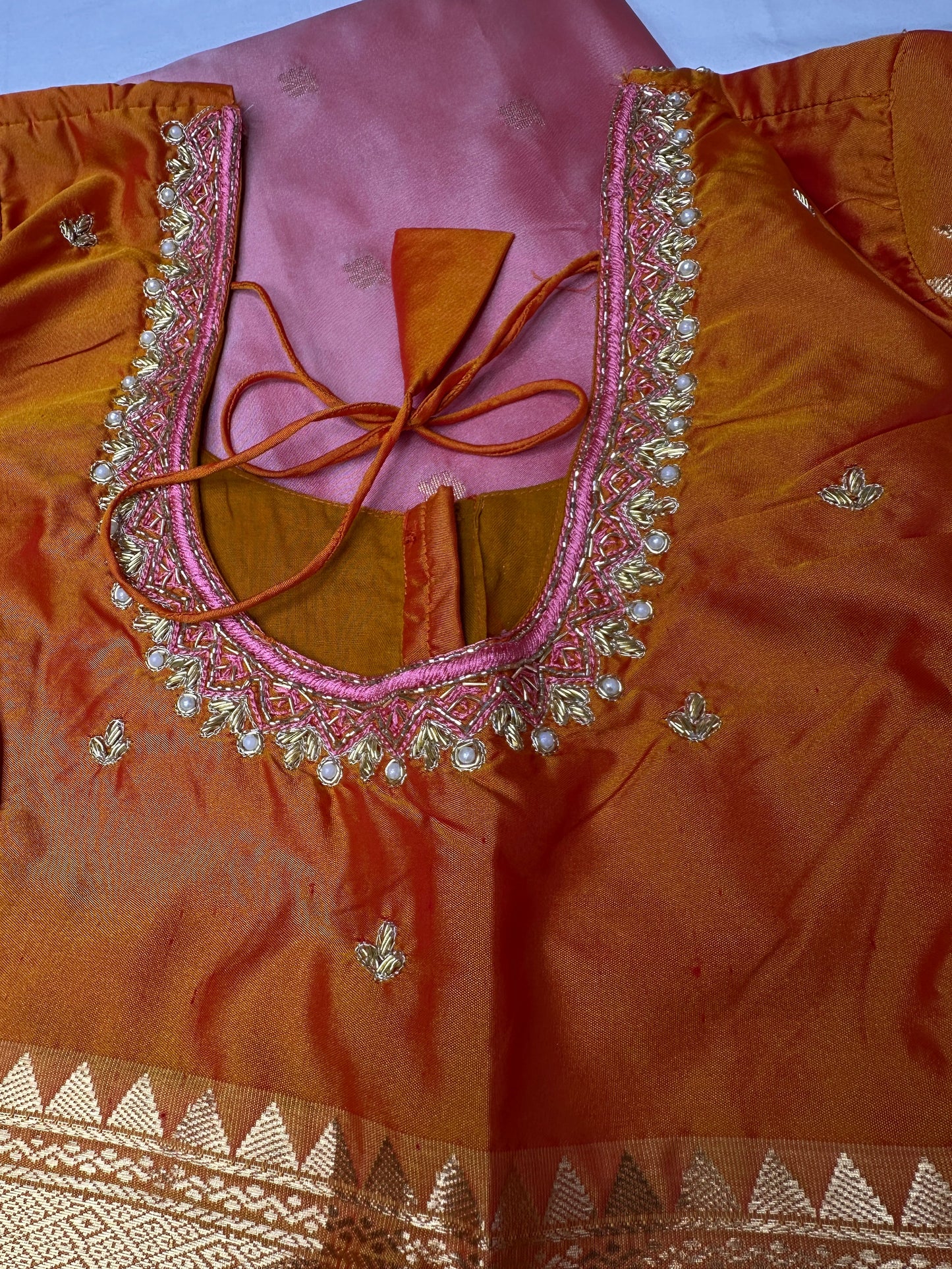 Semi Gadwal Silk Palki Border  Silk Saree