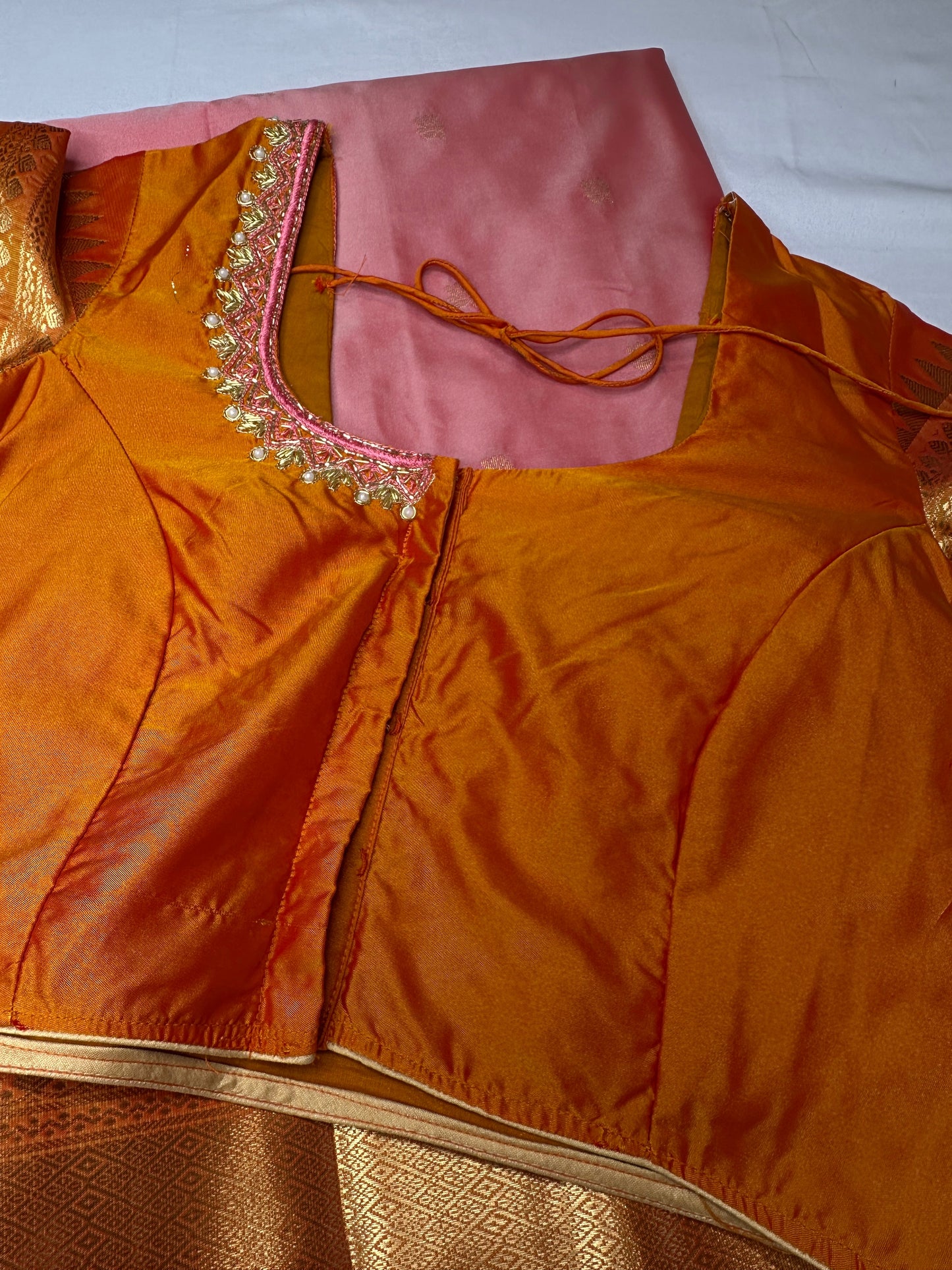 Semi Gadwal Silk Palki Border  Silk Saree