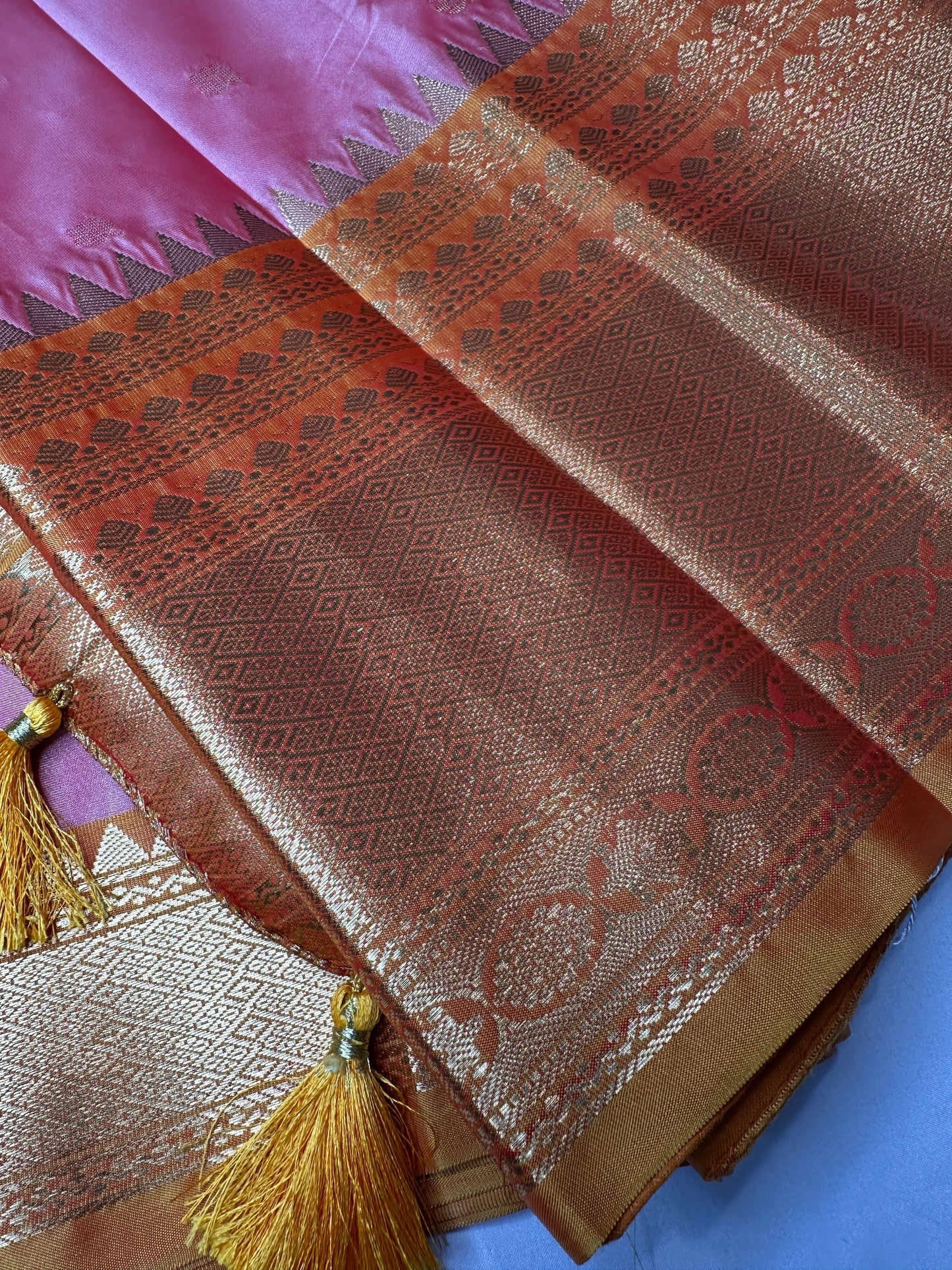 Semi Gadwal Silk Palki Border  Silk Saree