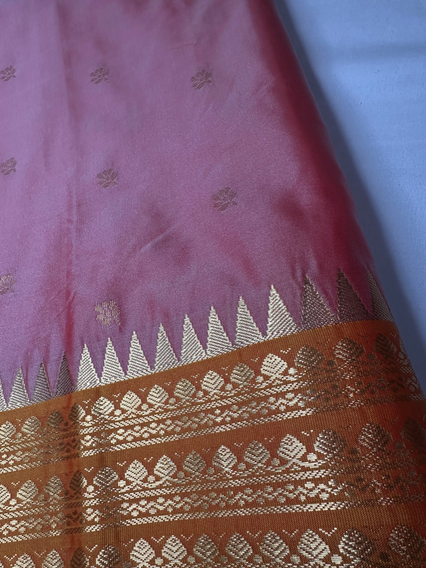 Semi Gadwal Silk Palki Border  Silk Saree