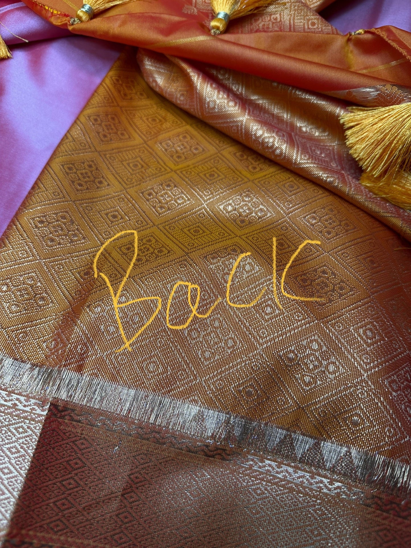 Semi Gadwal Silk Palki Border  Silk Saree