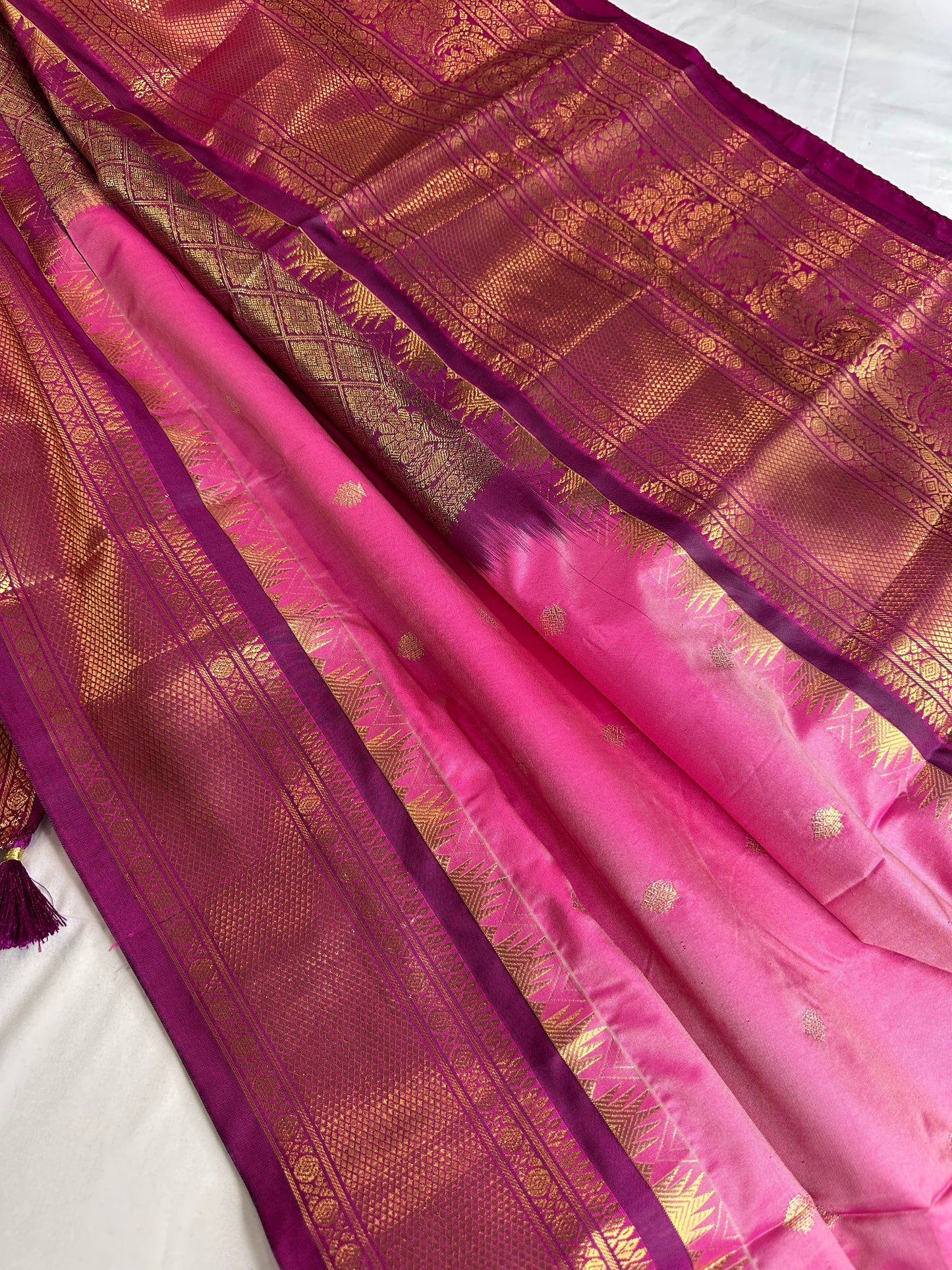 Semi Gadwal Silk Palki Border  Silk Saree