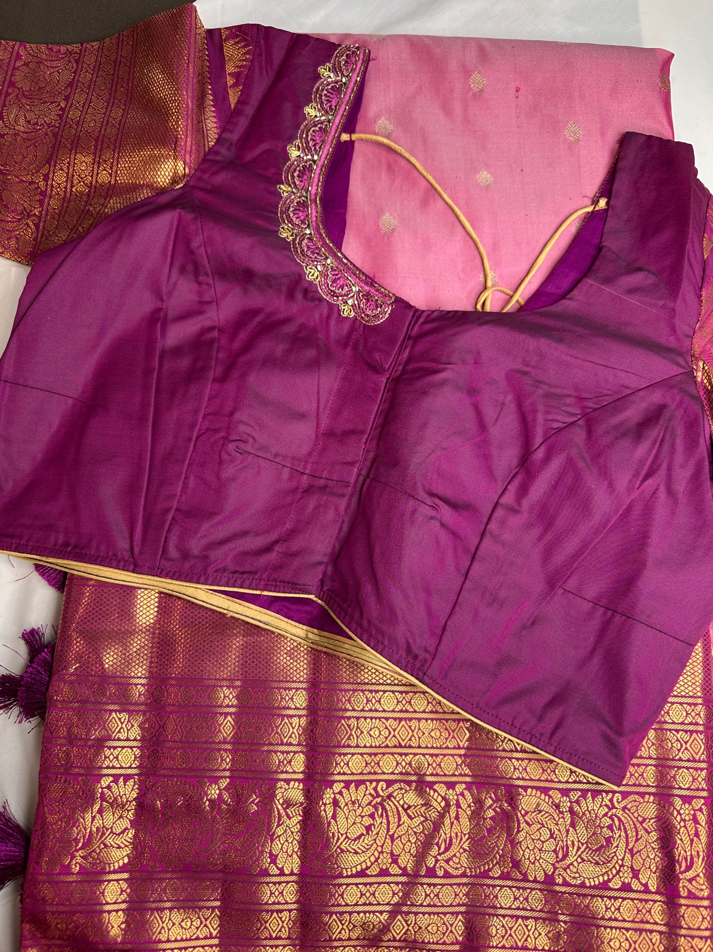 Semi Gadwal Silk Palki Border  Silk Saree