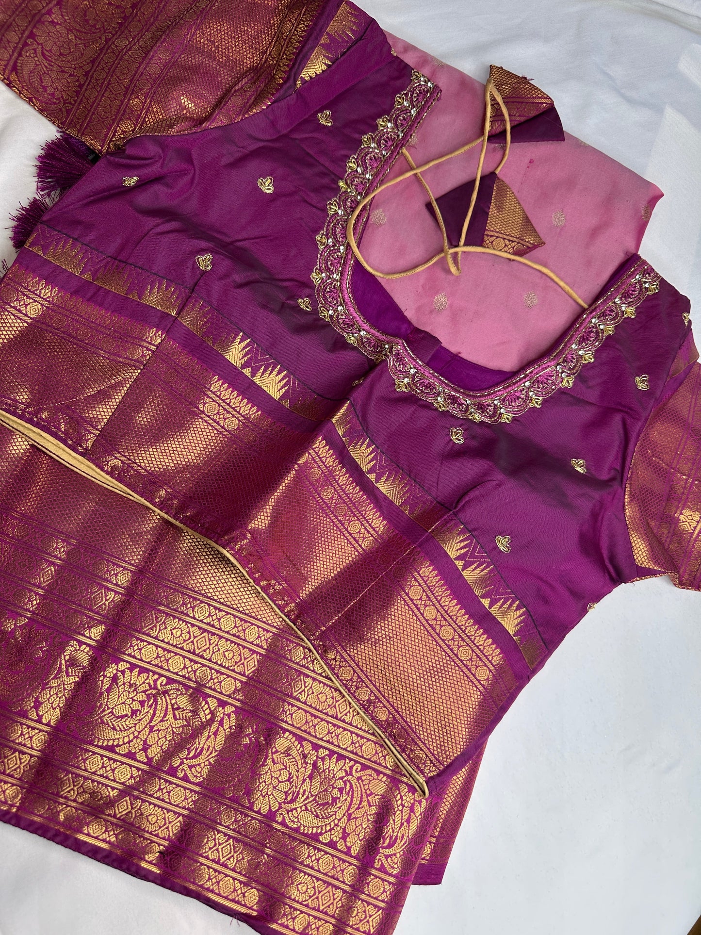 Semi Gadwal Silk Palki Border  Silk Saree
