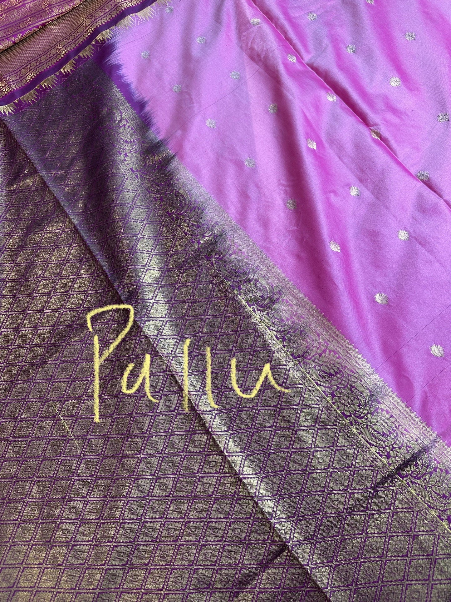 Semi Gadwal Silk Palki Border  Silk Saree