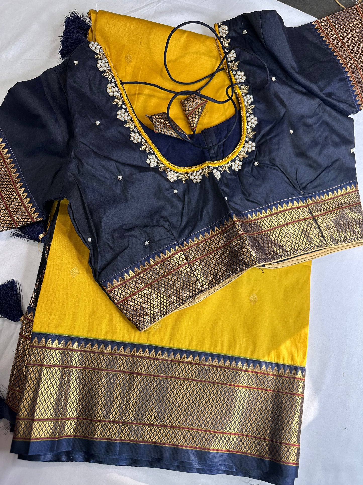 Semi Gadwal Silk Palki Border  Silk Saree