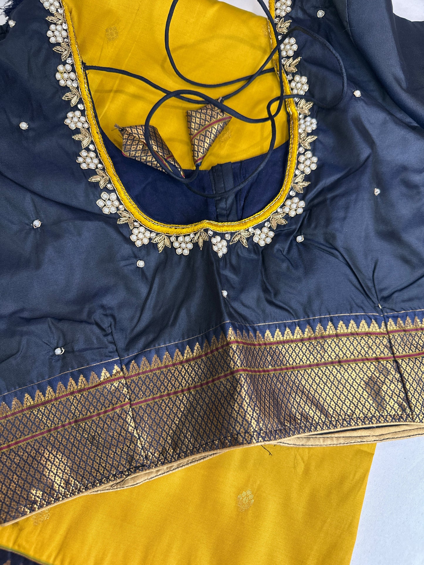 Semi Gadwal Silk Palki Border  Silk Saree