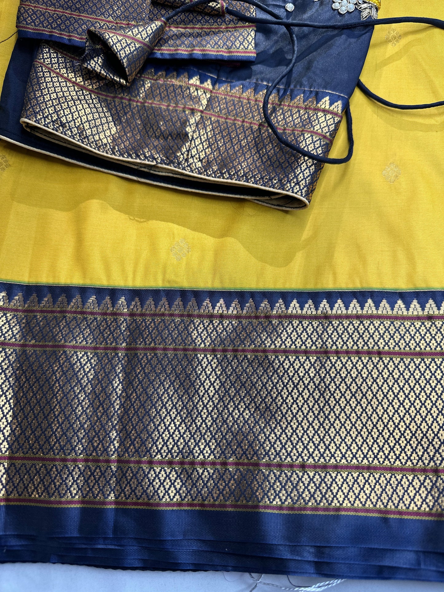 Semi Gadwal Silk Palki Border  Silk Saree