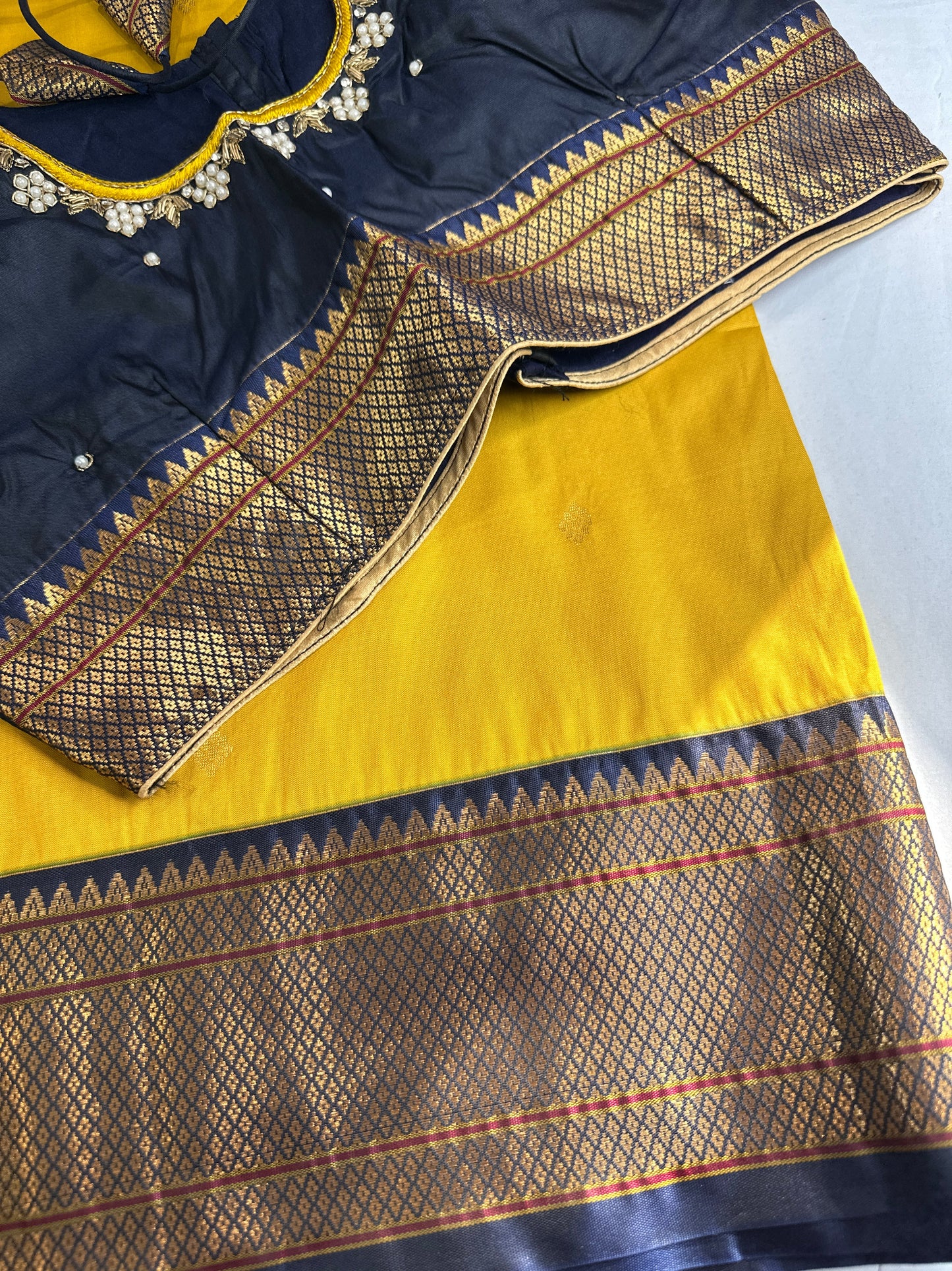 Semi Gadwal Silk Palki Border  Silk Saree