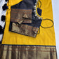 Semi Gadwal Silk Palki Border  Silk Saree