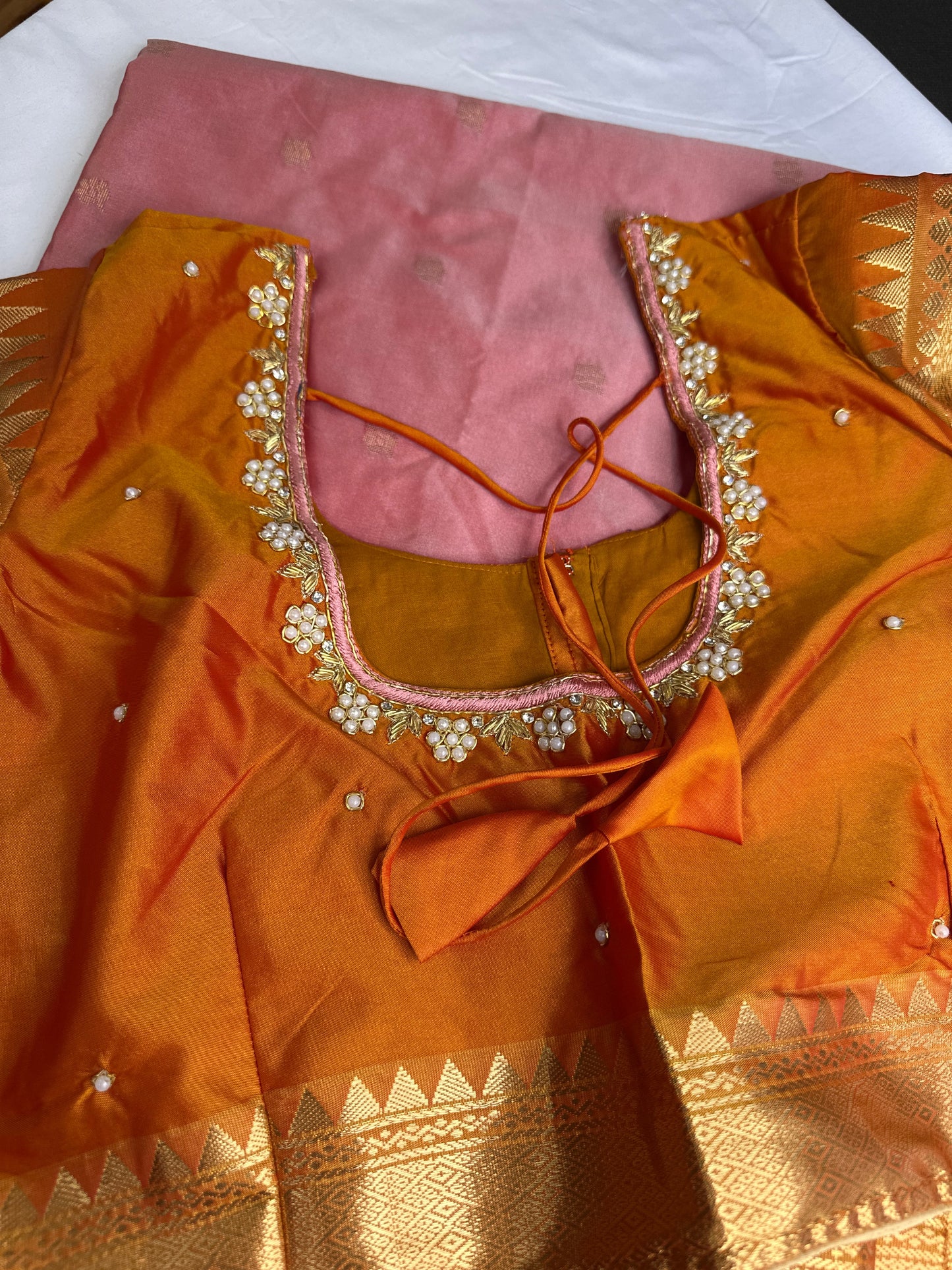 Semi Gadwal Silk Palki Border  Silk Saree
