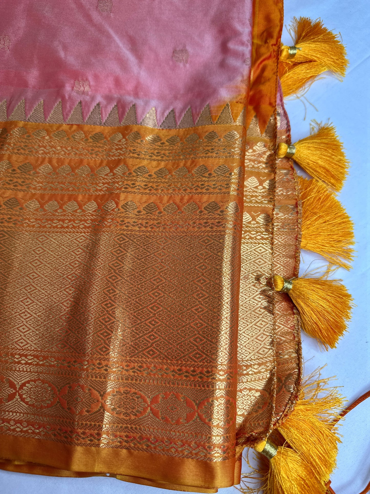 Semi Gadwal Silk Palki Border  Silk Saree