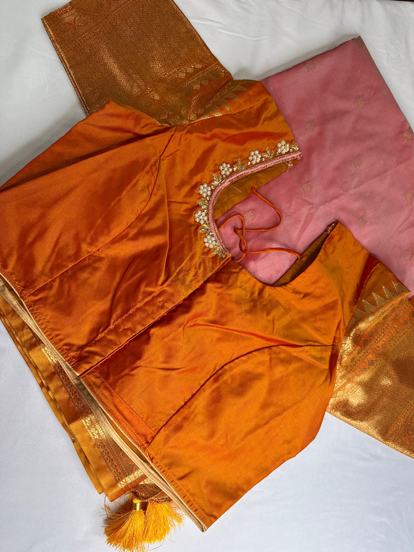 Semi Gadwal Silk Palki Border  Silk Saree