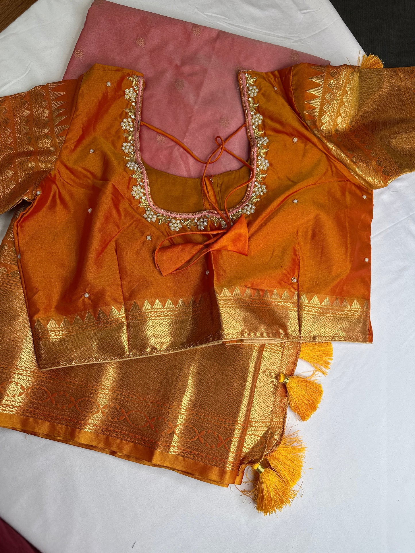 Semi Gadwal Silk Palki Border  Silk Saree
