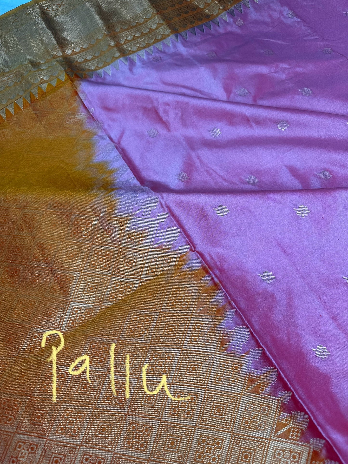 Semi Gadwal Silk Palki Border  Silk Saree