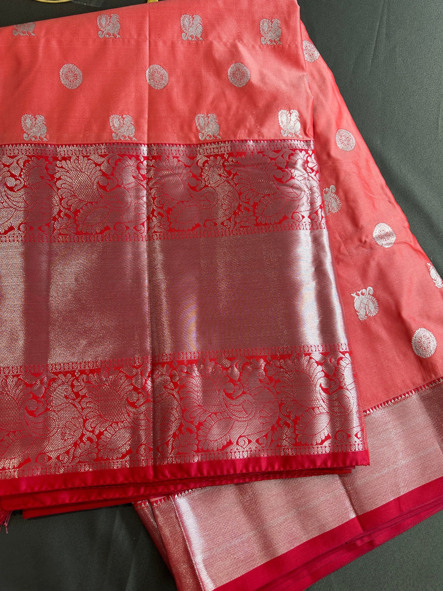 Semi Gadwal Silk Palki Border  Silk Saree