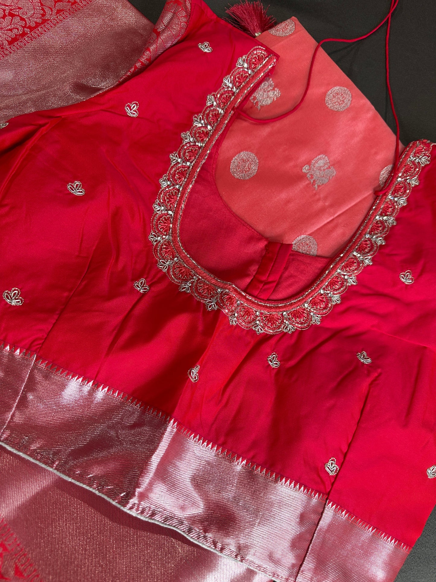 Semi Gadwal Silk Palki Border  Silk Saree
