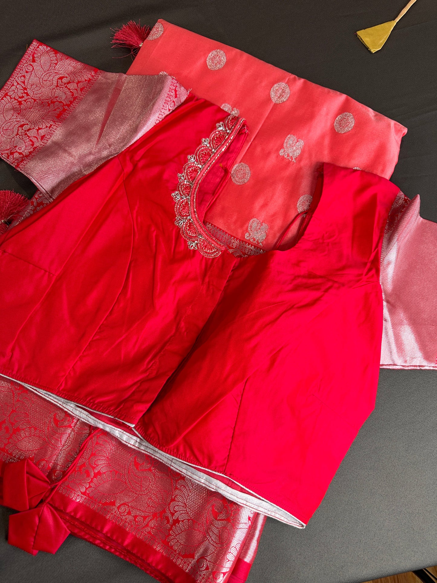 Semi Gadwal Silk Palki Border  Silk Saree
