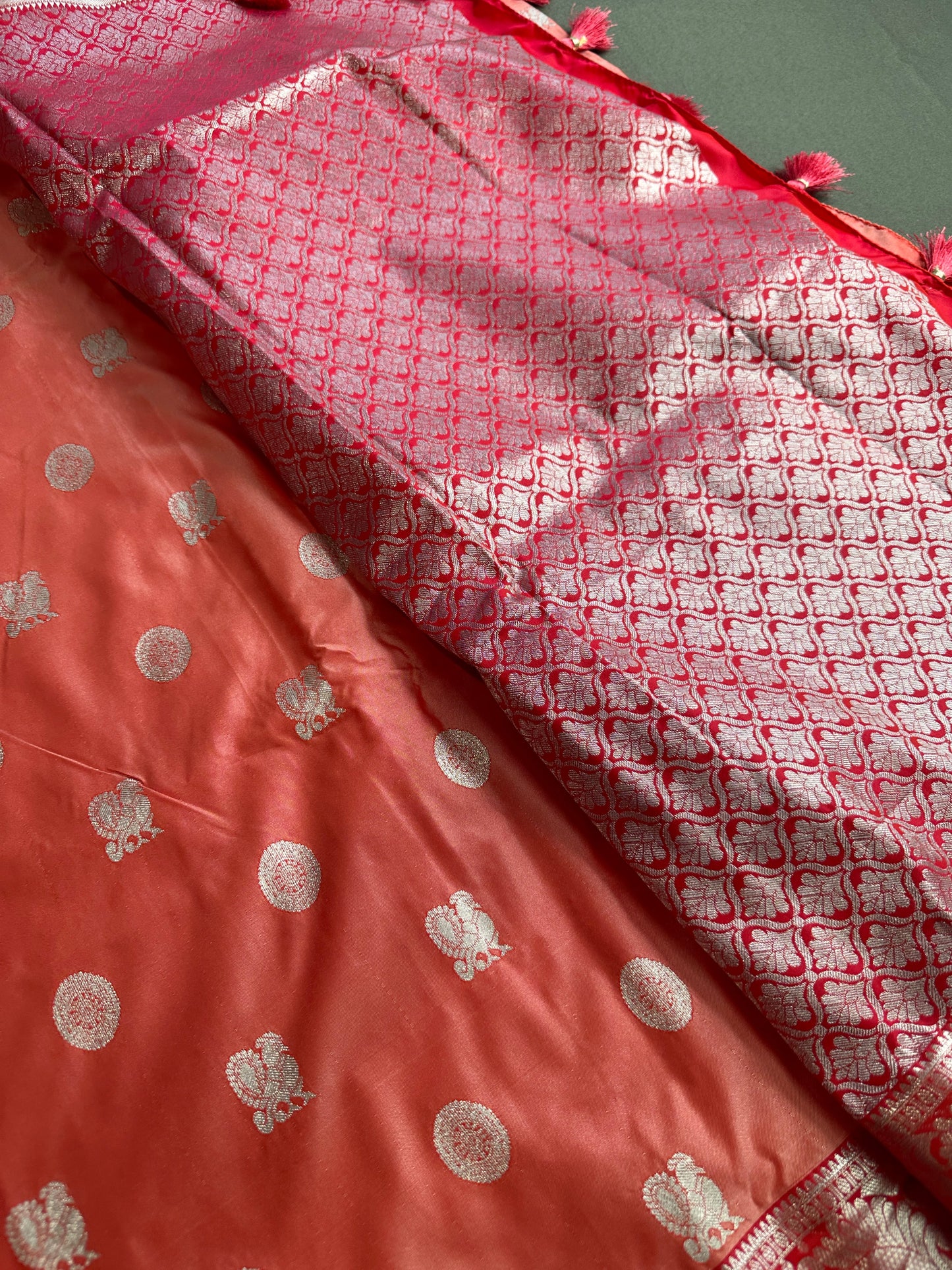 Semi Gadwal Silk Palki Border  Silk Saree