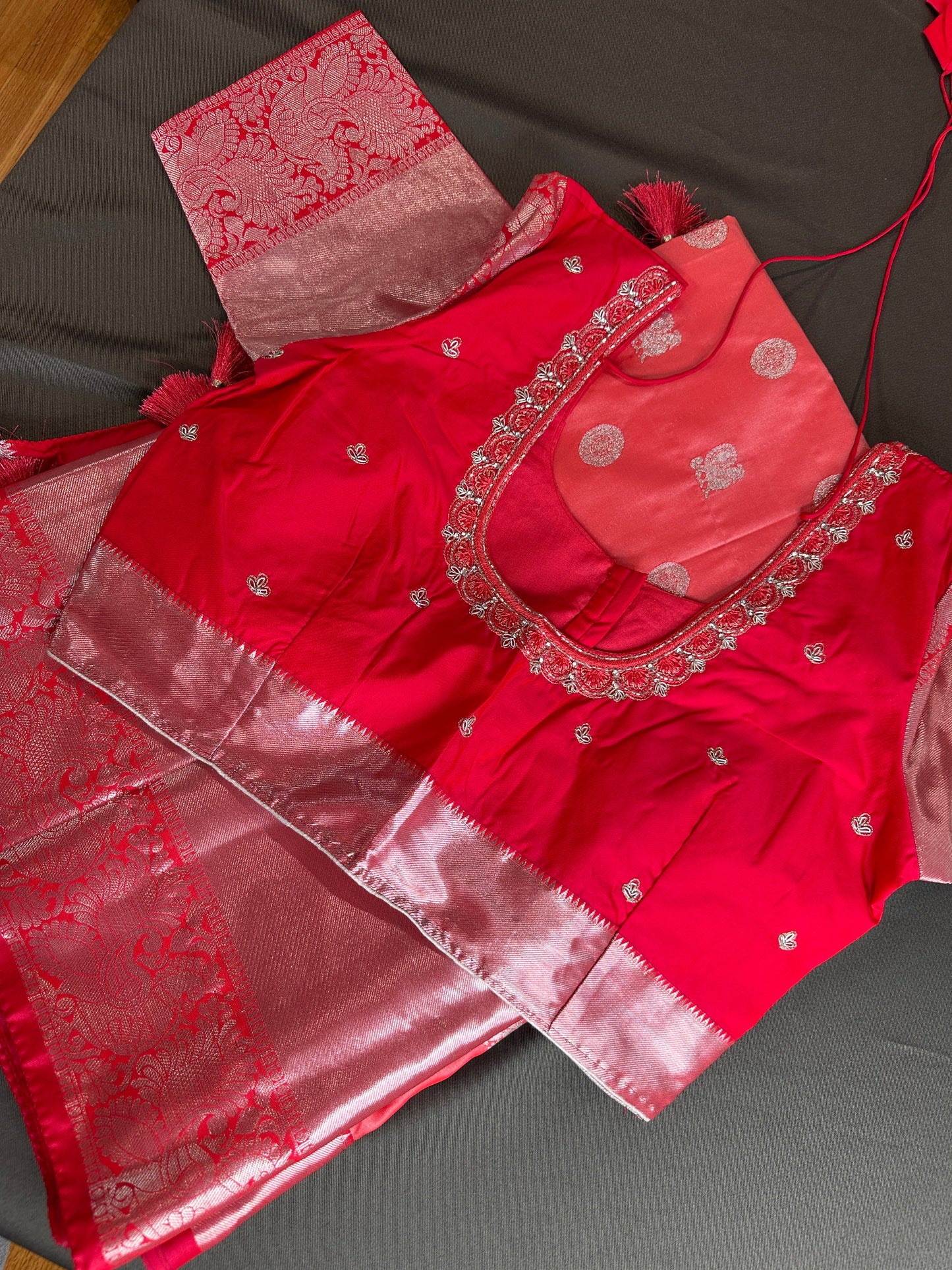 Semi Gadwal Silk Palki Border  Silk Saree