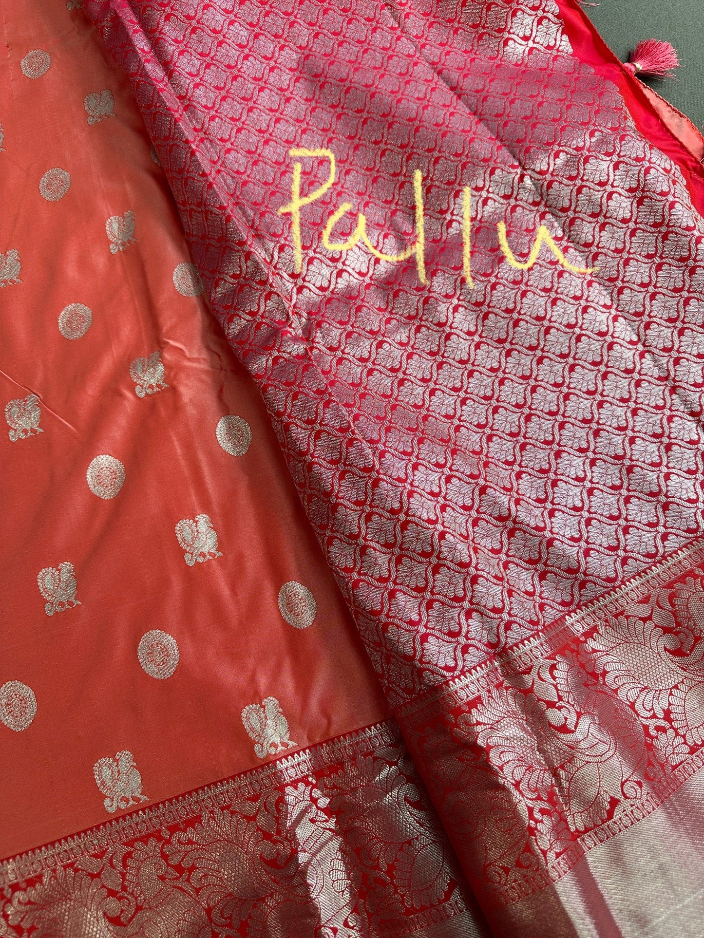 Semi Gadwal Silk Palki Border  Silk Saree