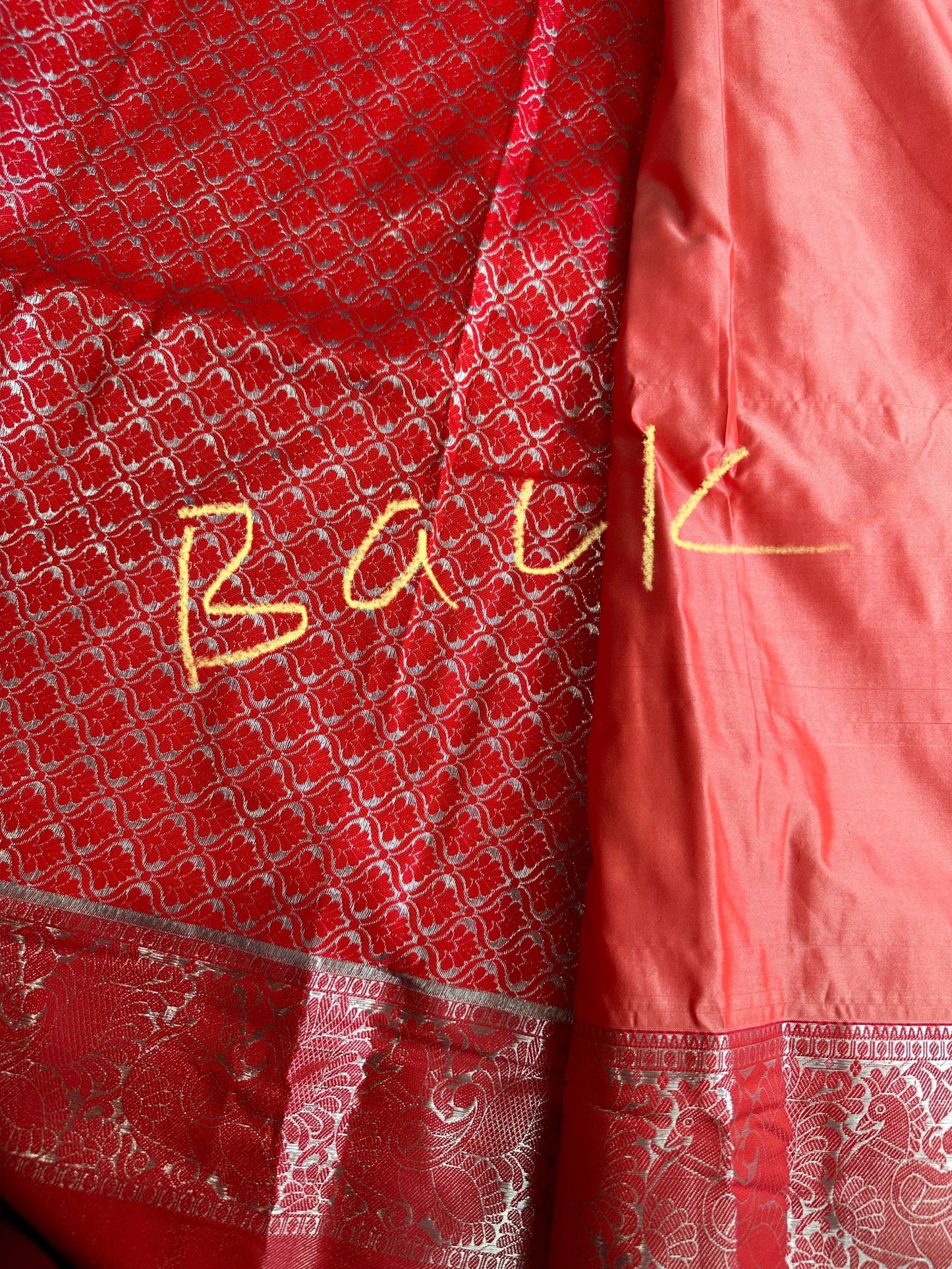 Semi Gadwal Silk Palki Border  Silk Saree