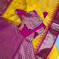 Yellow Pink Pure Silk Pattu Gadwal Saree