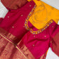 Yellow Pink Pure Silk Pattu Gadwal Saree