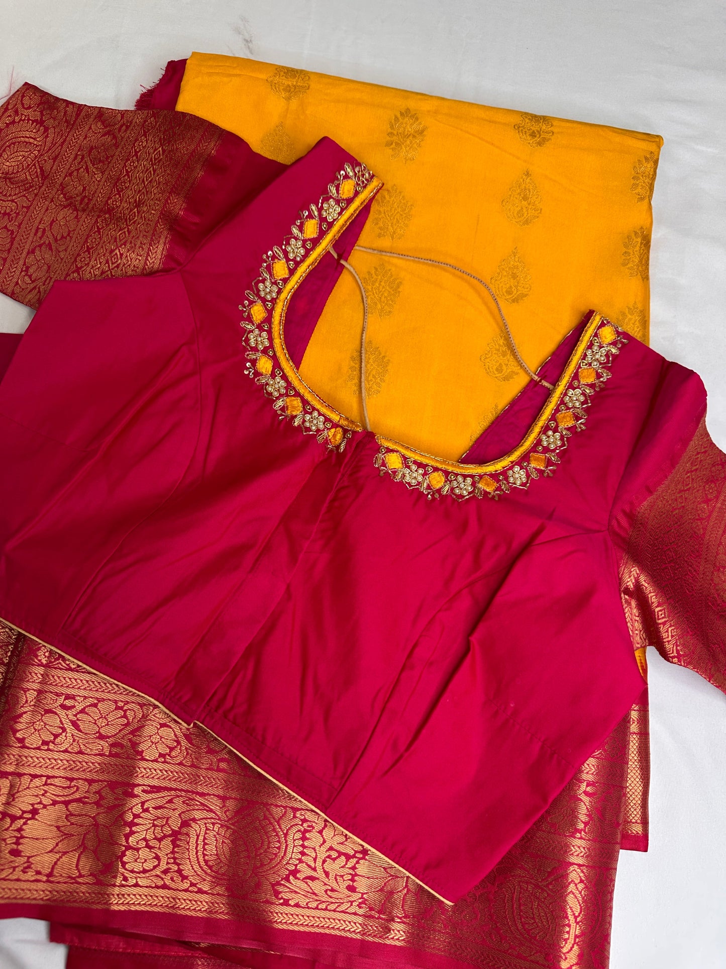 Yellow Pink Pure Silk Pattu Gadwal Saree