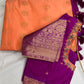 Peach Purple Pure Silk Pattu Gadwal Saree