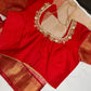 Cream Red Pure Silk Pattu Gadwal Saree