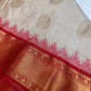 Cream Red Pure Silk Pattu Gadwal Saree