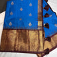 Blue Brown Pure Silk Pattu Gadwal Saree