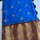 Blue Brown Pure Silk Pattu Gadwal Saree