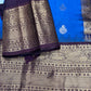Blue Brown Pure Silk Pattu Gadwal Saree