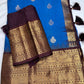 Blue Brown Pure Silk Pattu Gadwal Saree