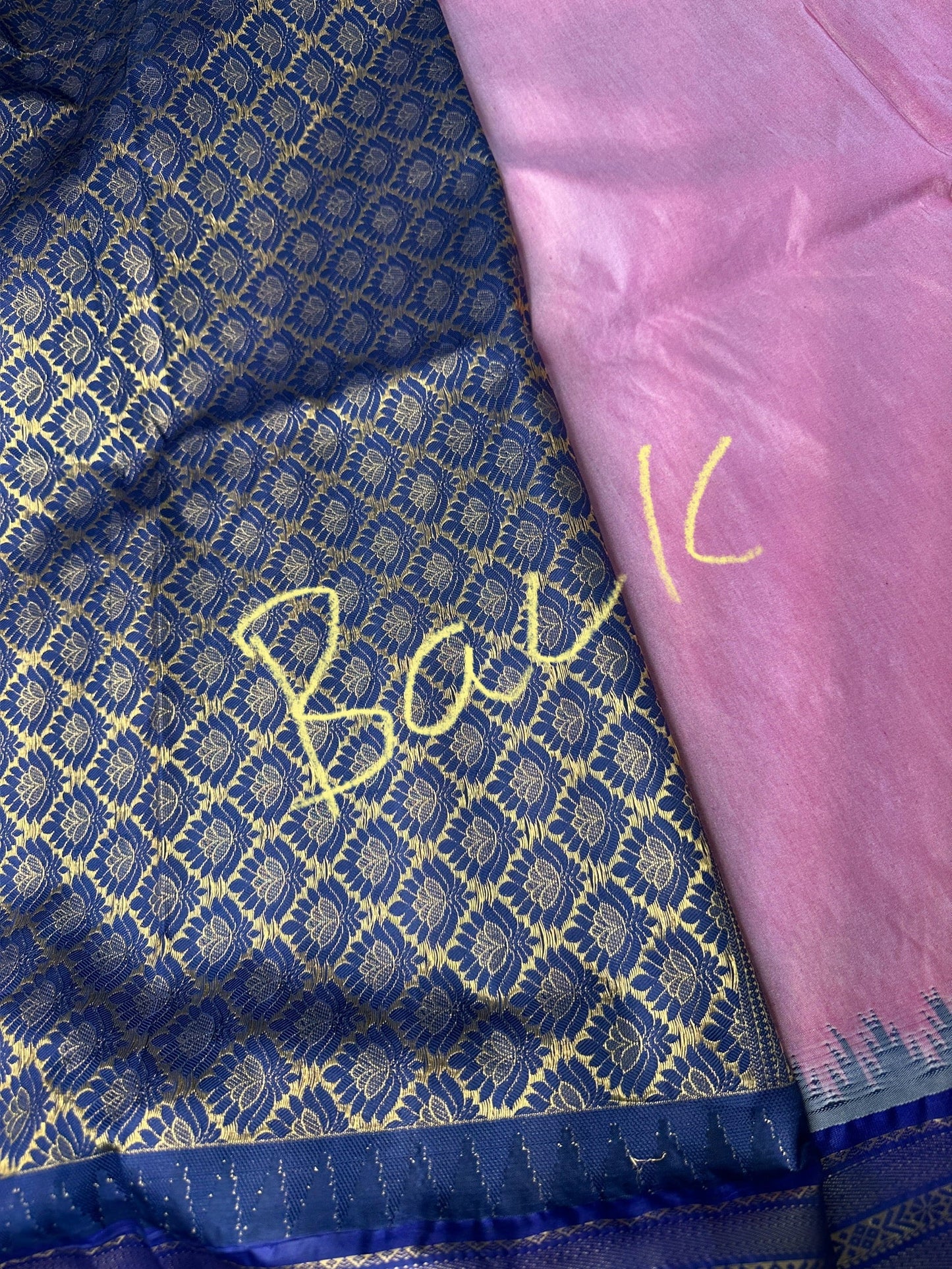Pink Blue Pure Silk Pattu Gadwal Saree