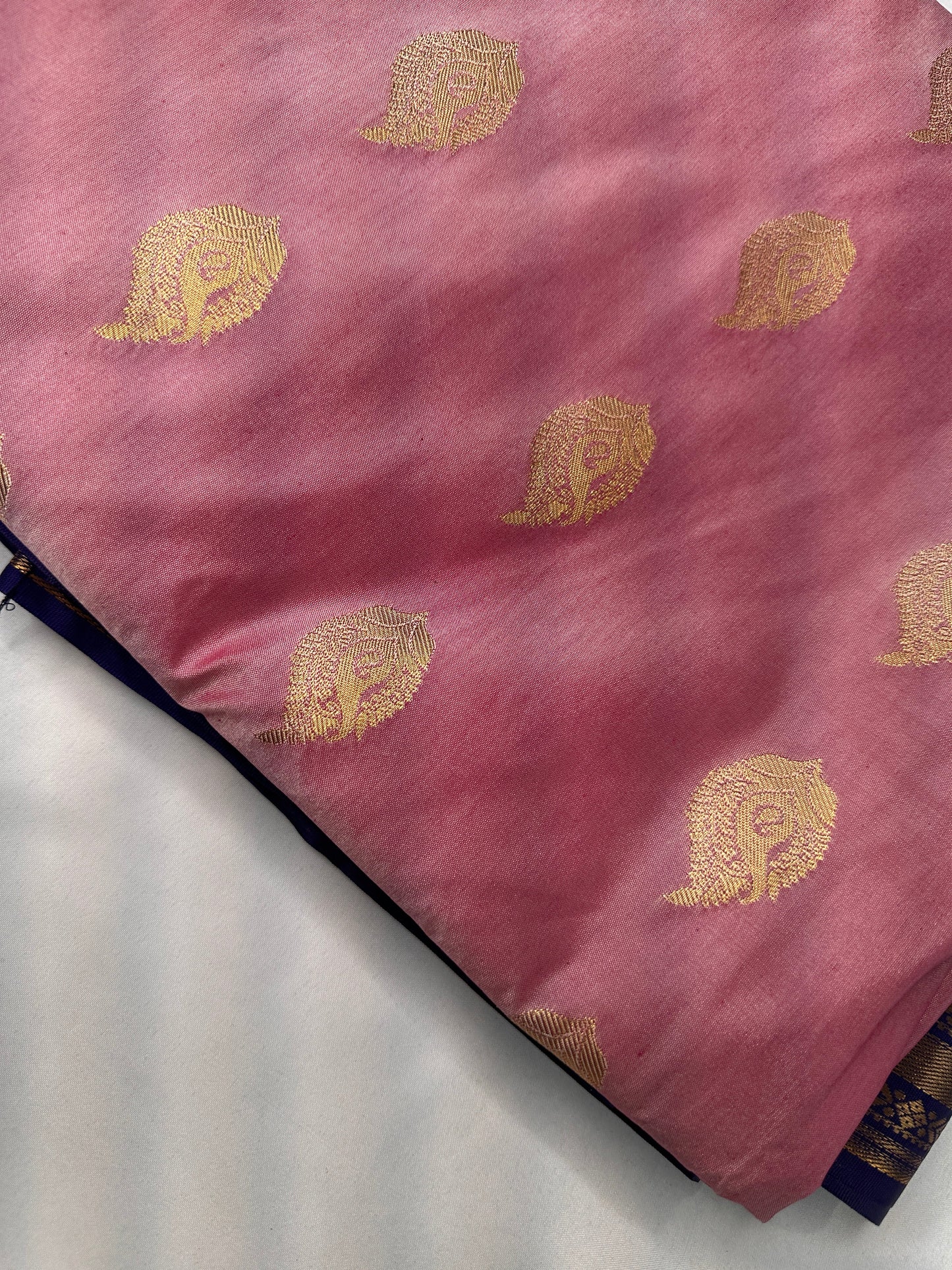 Pink Blue Pure Silk Pattu Gadwal Saree