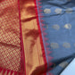 Grey Red Pure Silk Pattu Gadwal Saree