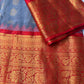 Grey Red Pure Silk Pattu Gadwal Saree